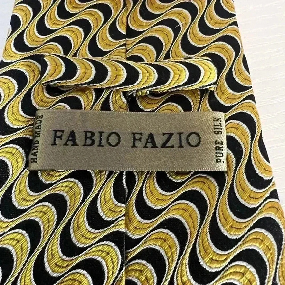 Fabio Fabio Silk Tie black gold football team colors - Picture 2 of 4